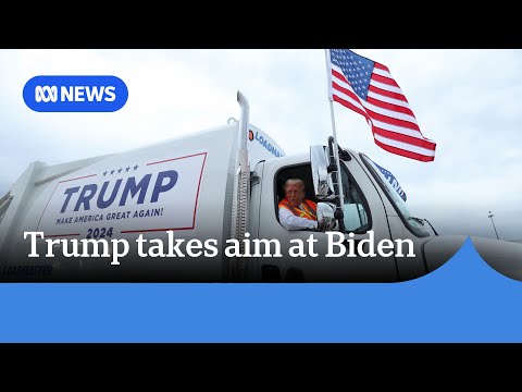 Trump drives garbage truck to take aim at Biden | ABC News [Video]