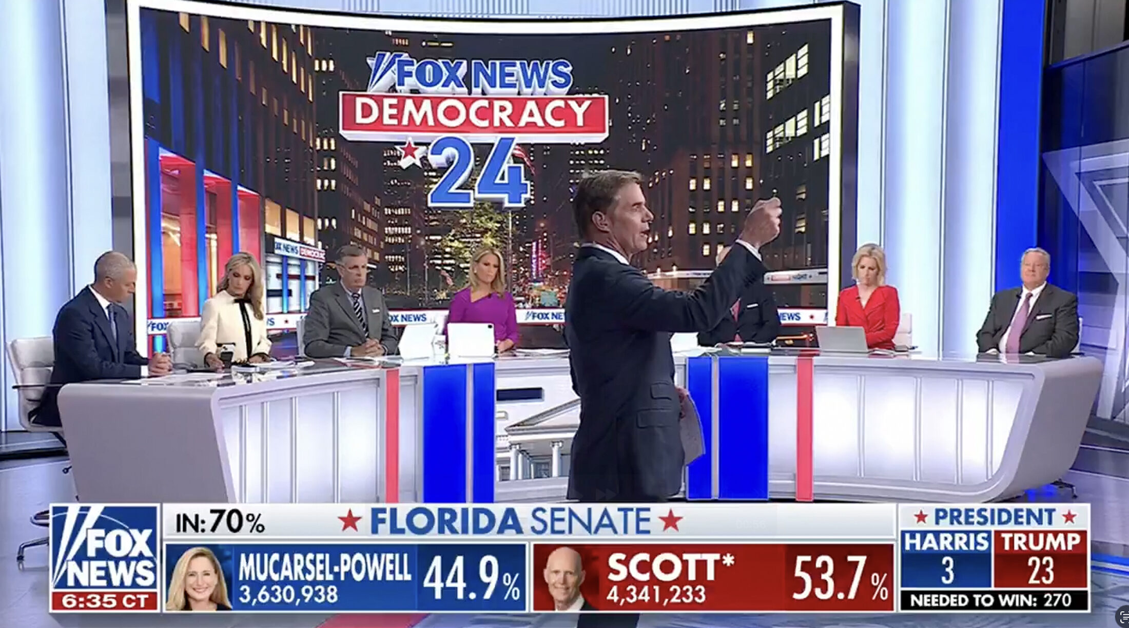 AR tech freezes on Bill Hemmer shortly into election night coverage [Video]