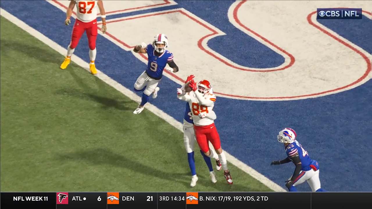 Quarterback Patrick Mahomes’ Ad-Libbed Pass is Completed to Tight End Peyton Hendershot Inside Bills’ 5-yard Line [Video]