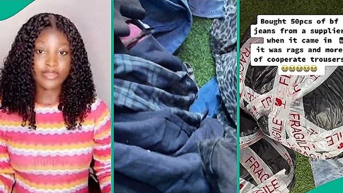 Okrika Seller Who Bought Bale from Online Supplier Cries Out after Opening Bag of Clothes [Video]