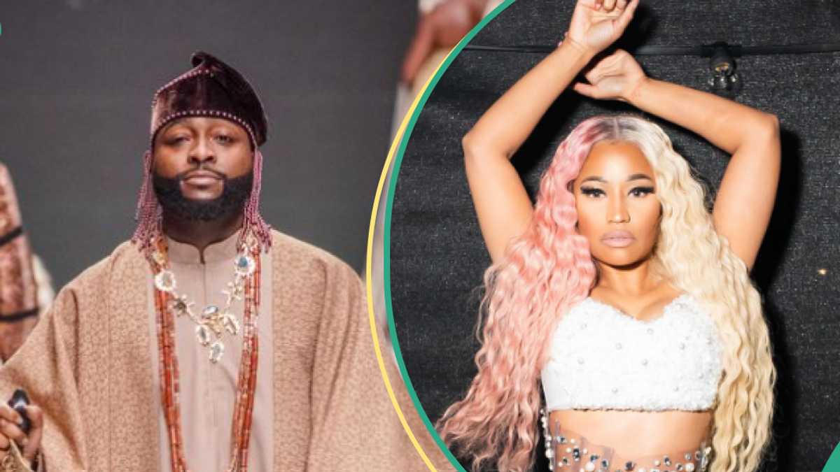 Video As Nicki Minaj Teases Davido in Pidgin Over Their New Song, He Reacts: I Come in Peace [Video]