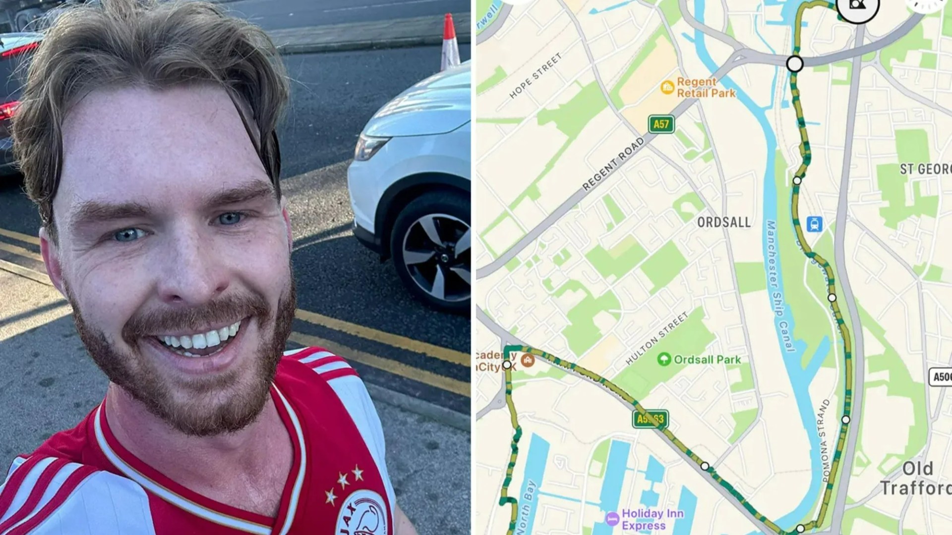 BBC presenter claims he was chased around Old Trafford by masked ultras after wearing the wrong club shirt on run [Video]