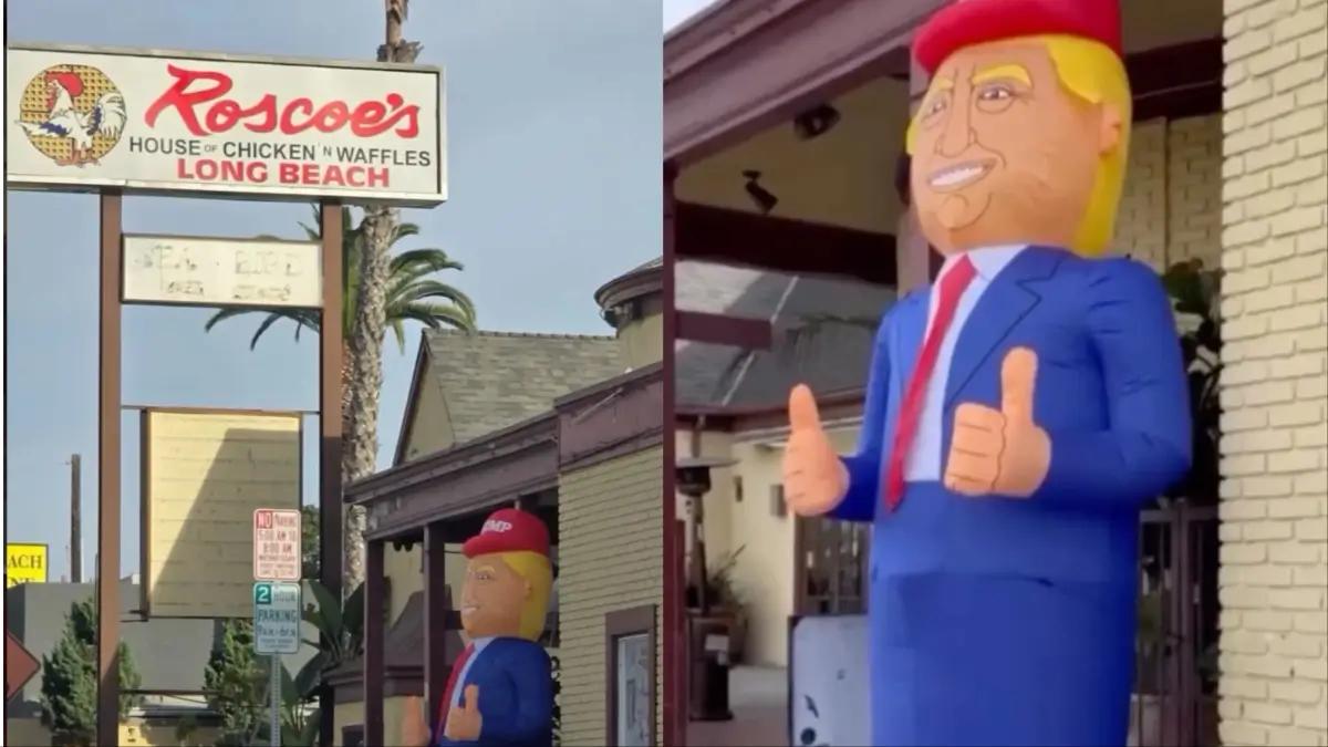 Social Media Users Call for Boycott Against Roscoe’s Chicken ‘N Waffles After Video of Blow-up Trump Doll In Front of the Iconic Eatery, But Management Says It’s Not What It Seems