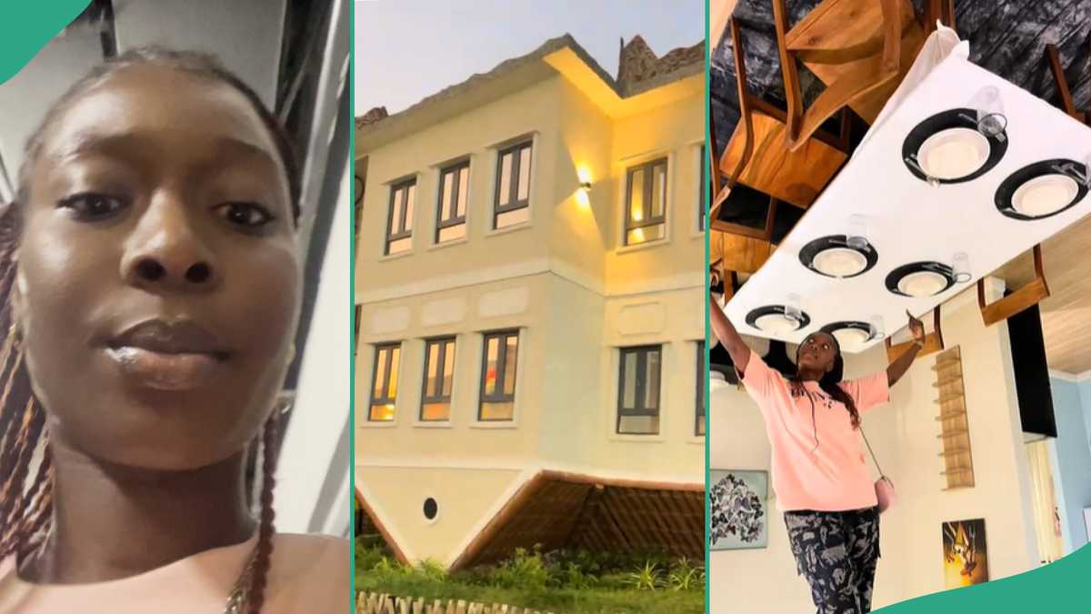 Lady Visits Lagos House Built Upside Down, Shows Unusual Interior Decoration That Attracts Tourists [Video]