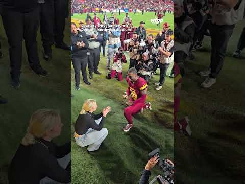 Jeremy Reaves gets engaged after the Washington Commanders clinch a playoff spot [Video]