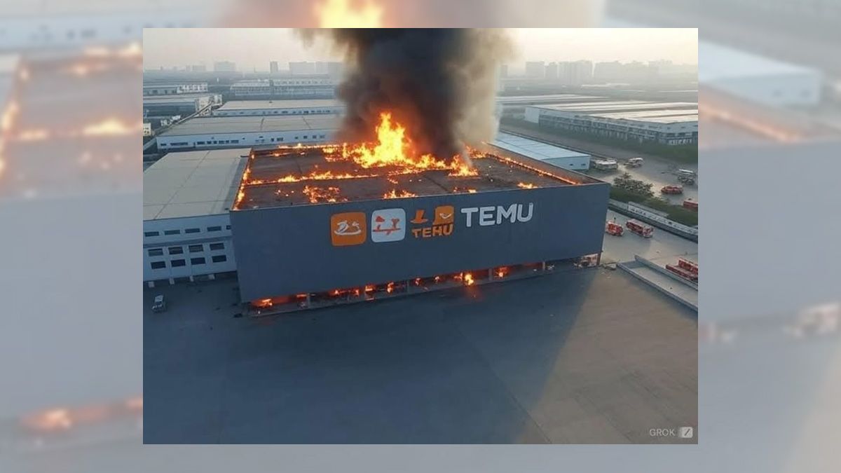 Photo Showing Large Temu Warehouse Fire in China Is Fake [Video]