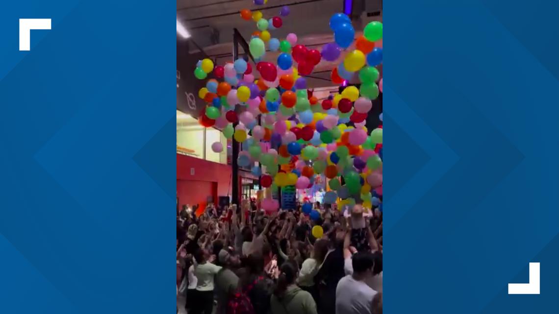 Balloon drop at Urban Air Adventure Park [Video]