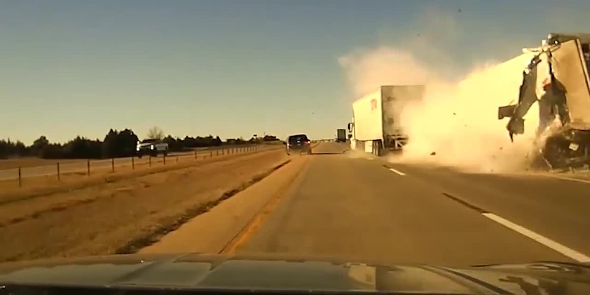 Truck driver crashes into semi while reaching for water bottle, troopers say [Video]